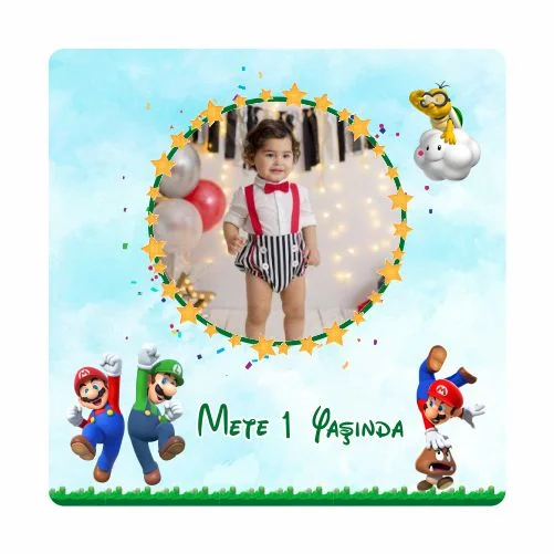 Super Mario Temalı Doğum Günü Magneti